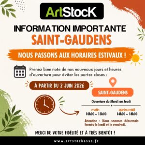 Horaires d’ouverture artstock Saint-Gaudens